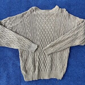 Ocean Port Sweater Mens XLT Cable Knit Crewneck Pullover Ramie Cotton Blend